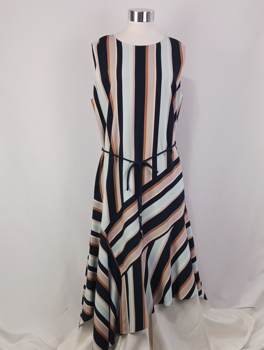 LAFAYETTE 148 MINT BLK TAN STRIPED W BELT DRESS